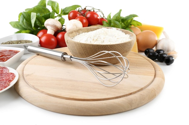 fresh ingredients and kitchen utensils